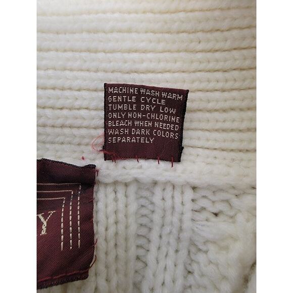 The Broadway Grandpa Cardigan Sweater Large Cable Knit Shawl Collard Fisherman - Picture 11 of 11